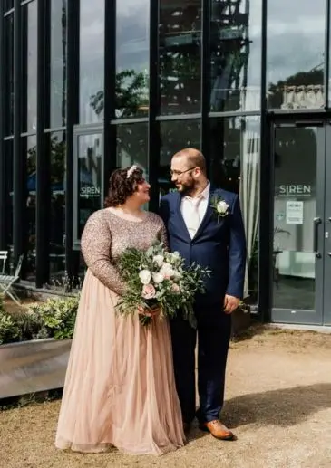 Wild style roses and eucalyptus wedding bouquet